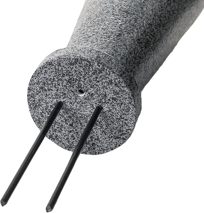 Cemetery Vase with Stakes-Plastic Flower Vases with 2 Ground Spikes, Draining Holes - for Garden, Lawn, Yard - Memorial Grave Decorations 12.7x3.4.x3.9, Black Granite Design