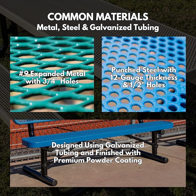 Coated Outdoor Furniture Heavy-Duty Outdoor Bench Thermoplastic Coated, Expanded Metal, Commercial-Grade Seating, Made in America (Inground Without Back, 6 Ft, Tan)