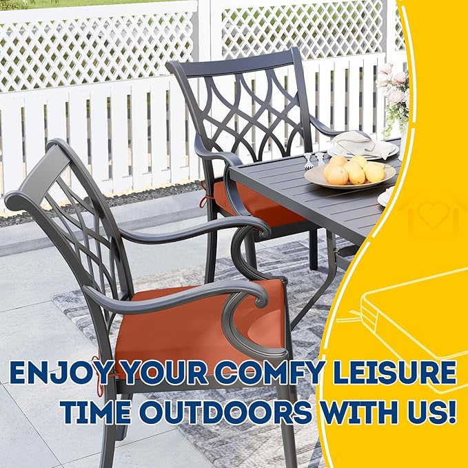 AAAAAcessories Outdoor Seat Cushions for Chairs, Waterproof, Fade-Resistant Patio Furniture Replacement Cushions, 19" x 19" x 3", Set of 2, Rust