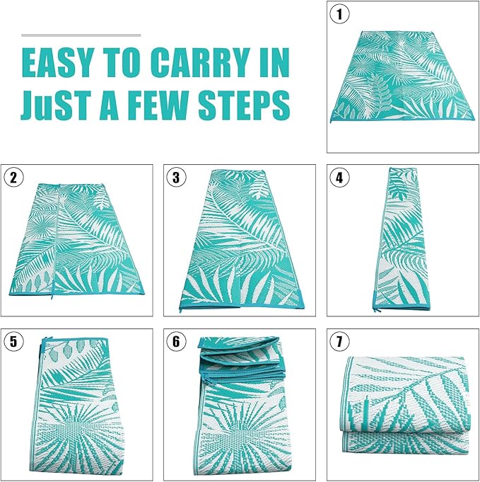 HiiARug Outdoor Rugs 9x12 for Patios Clearance Large Outdoor Rug, Outdoor Plastic Straw Rug RV Camping Rug Large Outdoor Mat for RV, Patio, Backyard, Deck, Picnic, Beach, Trailer, Camping