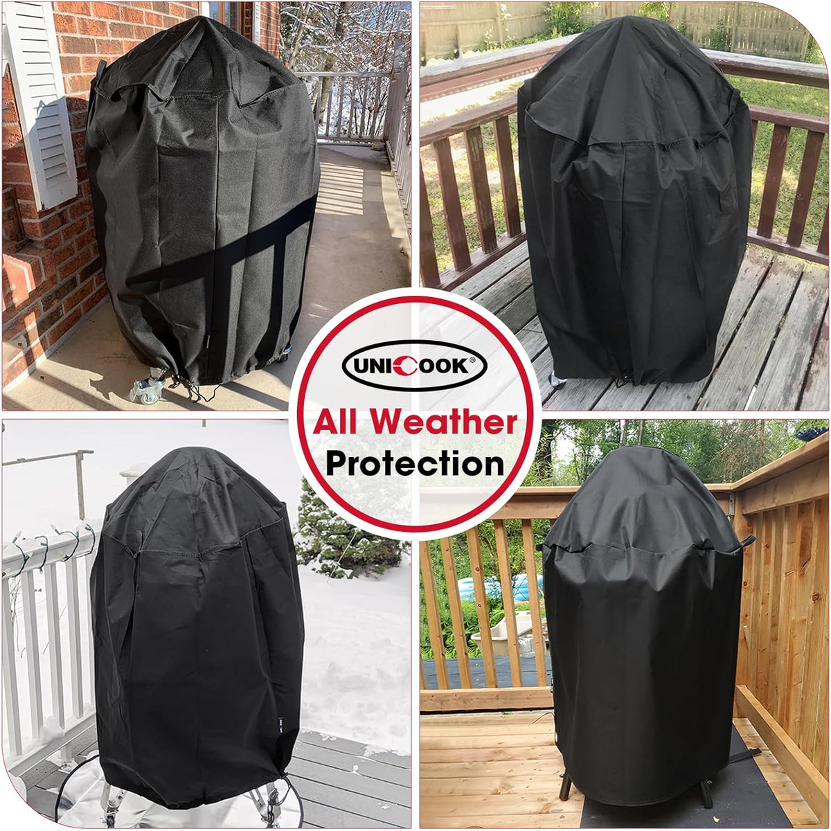 Unicook Round Kettle Grill Cover Compatible with Weber 22 Inch Charcoal Grill, Heavy Duty Waterproof Fade Resistant Small Smoker Cover, All Weather Protection