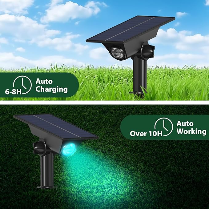 4 Pack Color Changing Solar Power Spot Lights for Halloween Decorations, IP65 Outdoor Waterproof LED Landscape Spotlight Lamp for Outside Yard, Tree, Flag, Garden, Statues(Color Light)