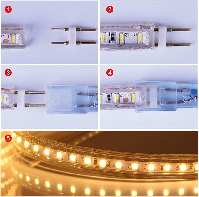 5050-60 Type AC 110-120V LED Strip Lights, Flexible/Waterproof/Dimmable/Multi-Modes LED Rope Light + 23 Keys Remote for Home/Garden/Building Decoration (32.8ft/10m, Natural White 4000K)