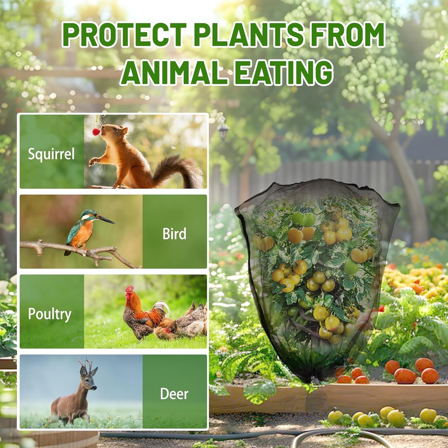 2 Pack Fruit Tree Netting Bags with Zipper and Drawstring, 6 x 6ft Ultra Fine Mesh Garden Netting Plant Cover, Bird Netting for Blueberry Bushes, Fruit Trees, Flowers (Black, 6 x 6 ft)