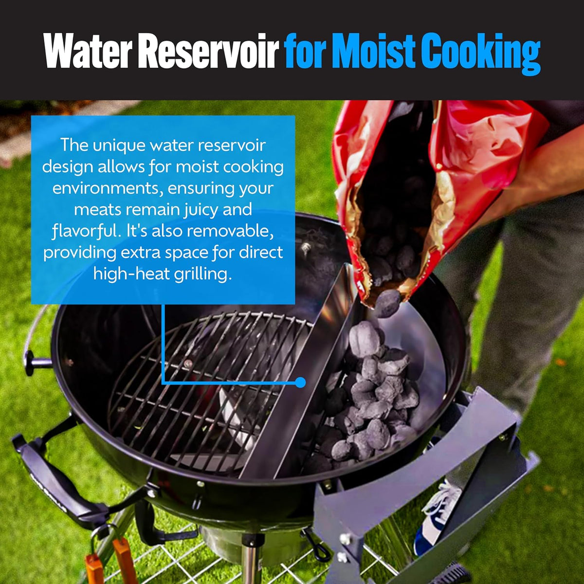 SnS Grills Slow ‘N Sear Charcoal Inserts for Low ‘N Slow & High-Heat Cooking - Patented Stainless Steel Accessories for Kettle Grills - Low Profile 22"