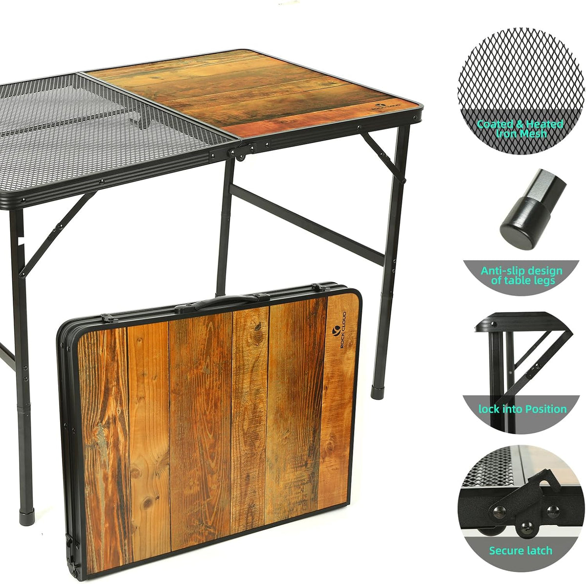 ROCK CLOUD Portable Camping Table Ultralight Aluminum Folding Grill Table Small Camp Table for Beach Hiking Backpacking Outdoor Picnic RV BBQ