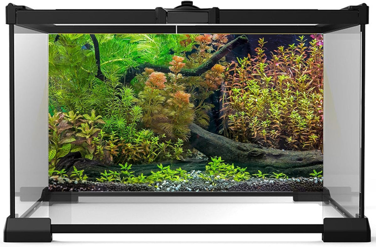 Underwater Fish Tank Background Grass Leaves with Pebbles Exquisite Aquarium Background Vivid Green Aquatic Plant Stone River Bed Terrarium Background Underwater Dead Wood Tank Background 48x24in