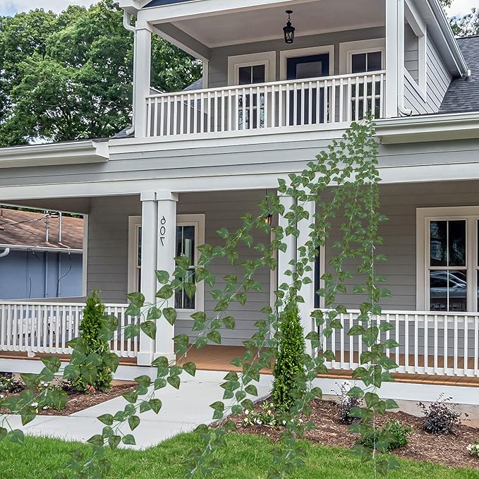 13.5FT*5 Branches Fake Vines with Fairy Lights, Solar Powered Ivy String Lights, 8 Modes Fake Plant Light, Waterproof Triangular Leaf Light for Eaves, Tree, Patio, Garden, Yard, Wedding Decoration