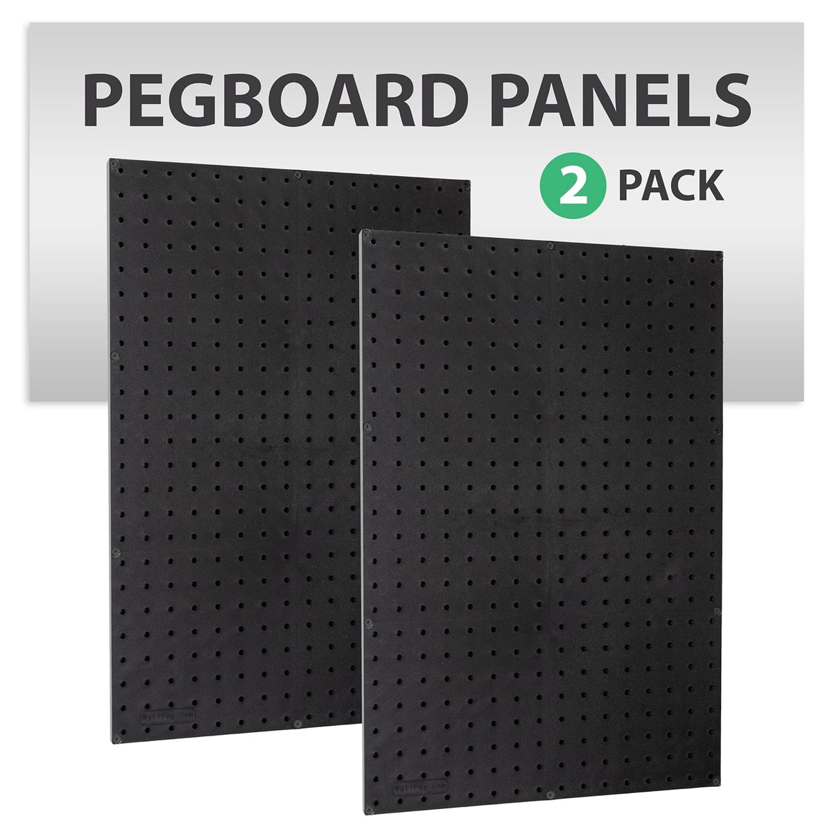 WallPeg Made in USA Pegboard Panels Garage Organization - Wall Storage Kit (PB-2 B) (2) ea - 24" x 16" Peg Board Tool Organizer Panel Set - Garage Organizer Kit