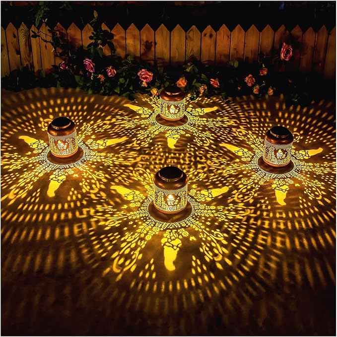 2 Pack Gnomes Solar Lanterns Outdoor Waterproof Hanging Solar Lights Gnomes Gifts for Women Men Mom Metal Decorative LED Outdoor Lanterns for Patio, Lawn, Landscape, Garden Decor, Yard Decorations