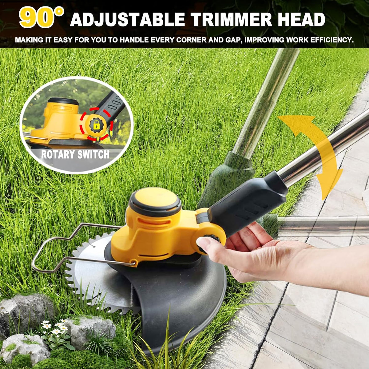 Cordless Weed Wacker for Dewalt 20V Battery, 4 in 1 Weed Eater Battery Powered, 1300W Lightweight Cordless Weed Wacker, Brush Cutter for Lawn, Yard and Bush Trimming (No Battery)