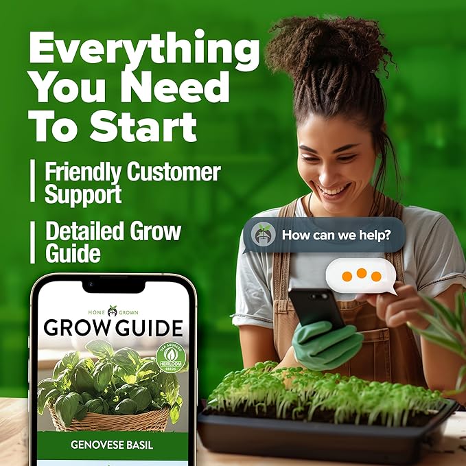 HOME GROWN 𝗨𝗦𝗔 𝗣𝗥𝗘𝗠𝗜𝗨𝗠 Genovese Basil Seeds Pack 1,750+ High Germination 𝗡𝗢𝗡-𝗚𝗠𝗢 Heirloom Seeds (Ocimum basilicum) Herb Seeds for Planting Indoor & Outdoor Gardening, for Culinary Use