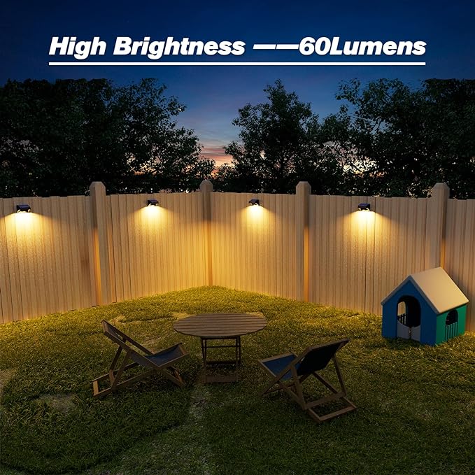 Aulanto Solar Fence Lights 12 Pack, Fence Solar Lights IP65 Waterproof Outdoor Lights,Warm White and 10 RGB Color Glow Modes, Solar Lights Outdoor Decor for Backyard,Garden,Fence,Wall,Deck,Stairs.