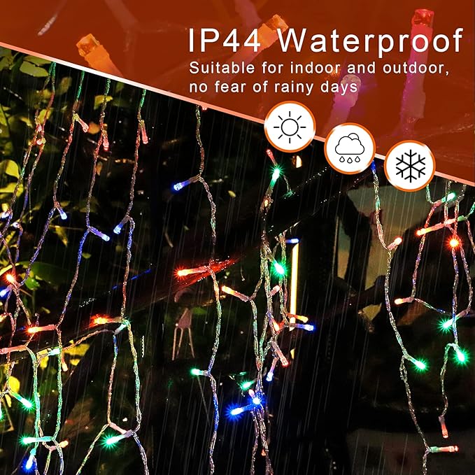 Christmas Decoration Lights, Outdoor Christmas String Lights 320 LED 11.5 Ft Waterfall Tree Lights with Big Star Topper 8 Light Modes for Christmas New Year Holiday Garden Yard Indoor Outdoor Decor