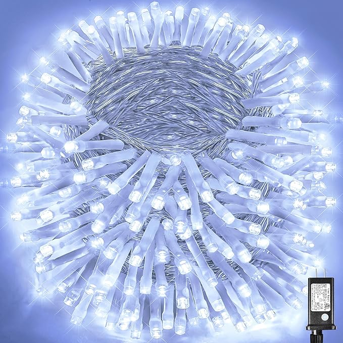 500 LED Christmas Lights Outdoor - 165FT Super Long Christmas String Lights 8 Modes Waterproof Plug in Fairy Lights with Timer Memory for Indoor Xmas Tree Holiday Party House Decorations, Cool White