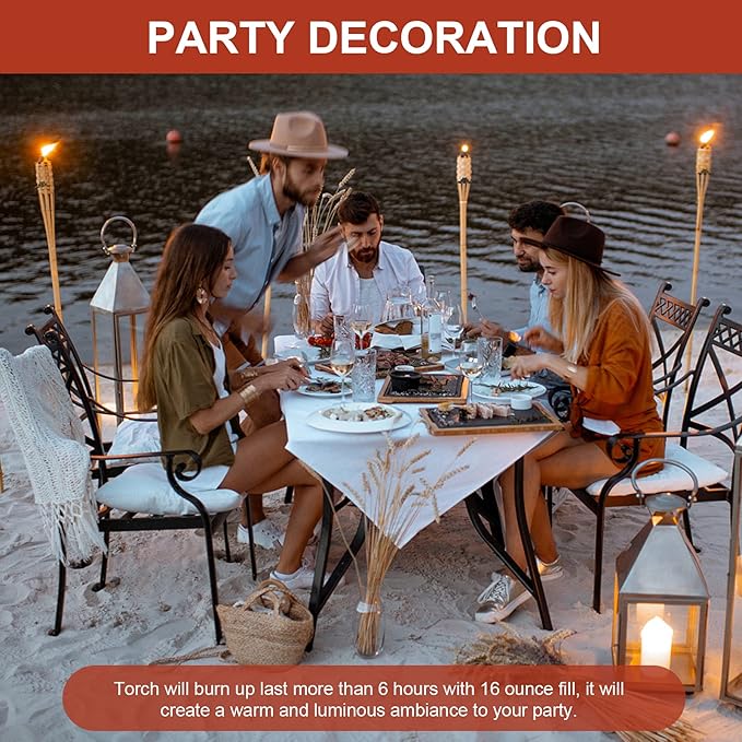 16 oz Torch Replacement Canister (4 Pack) - Outdoor Citronella Fuel Refill for Bamboo Torches with Wicks & Covers, Long-Lasting, Perfect for Patio, Luau Party, Garden Decor