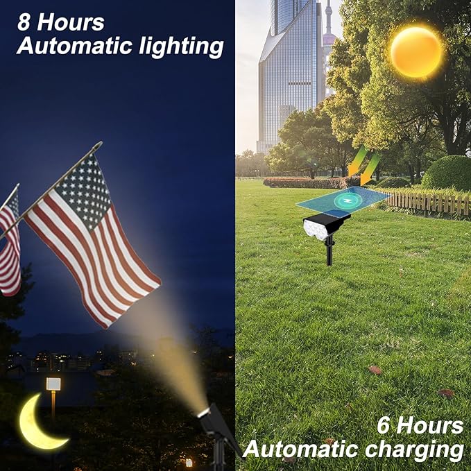 All-New Solar Spot Lights Outdoor Waterproof，20 LEDs Solar Flag Light with 2 Modes,Landscape Spotlights for Pathway, Patio, Garden, Trees ，Pool(2 Pack,Warm Light)