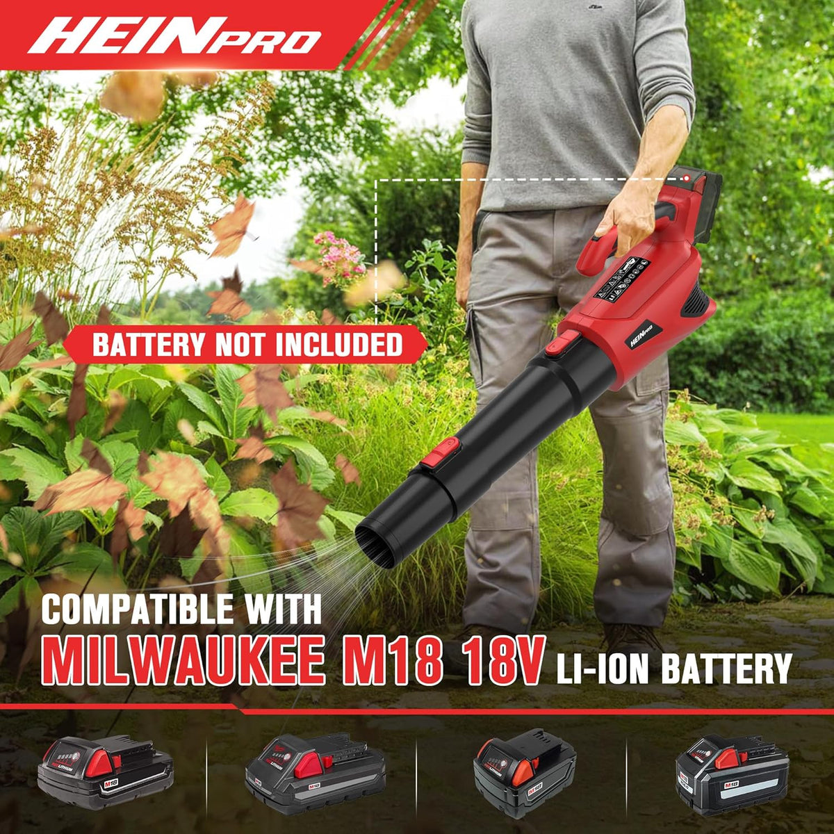 Cordless Leaf Blower Up to 500CFM Compatible with Milwaukee M18 Battery (Tool Only), Electric Leaf Blower Cordless with 5 Speed Modes, Battery Powered Leaf Blowers for Lawn Care, Yard