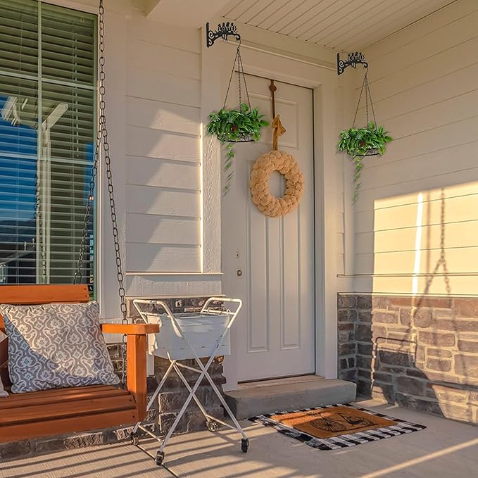 8-Pack Metal Hanging Planters for Outdoor Plants - Heavy Duty 4 Hanging Plant Holder with 4 Bird Patterned Plant Hanger – Aesthetic Flower Pot Holder for an Instant Indoor and Outdoor Decor