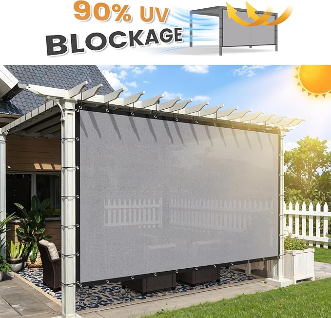VICLLAX Shade Fabric Sun Shade Cloth with Every 2 FT Grommets for Patio Garden Pergola Cover Canopy 5x15 FT, Light Grey