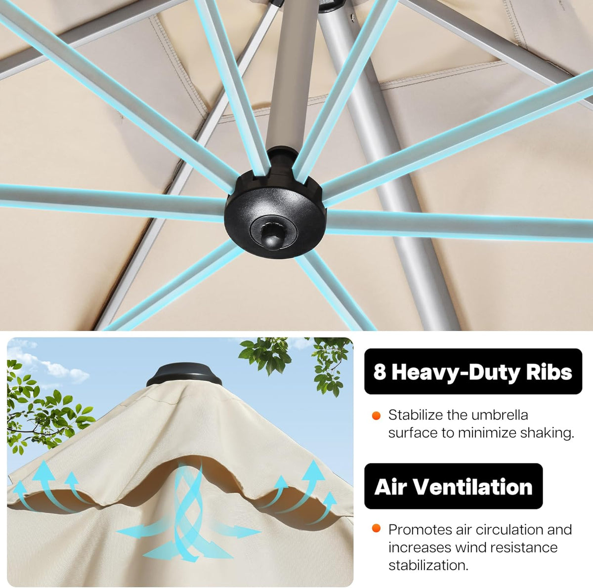 Patio Umbrella, 11FT Outdoor Cantilever Umbrella with 360-degree Rotation for Garden, Deck, Backyard, Pool and Beach, Beige