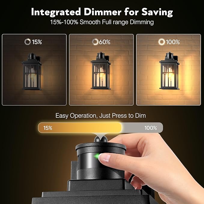 Motion Sensor Outdoor Lights, 2 Pack Outside Light Fixture Dusk to Dawn, Black Outdoor Motion Sensor Light, Anti-Rust Exterior Light Fixture for House, Garage, Doorway, Porch, 100% Aluminum