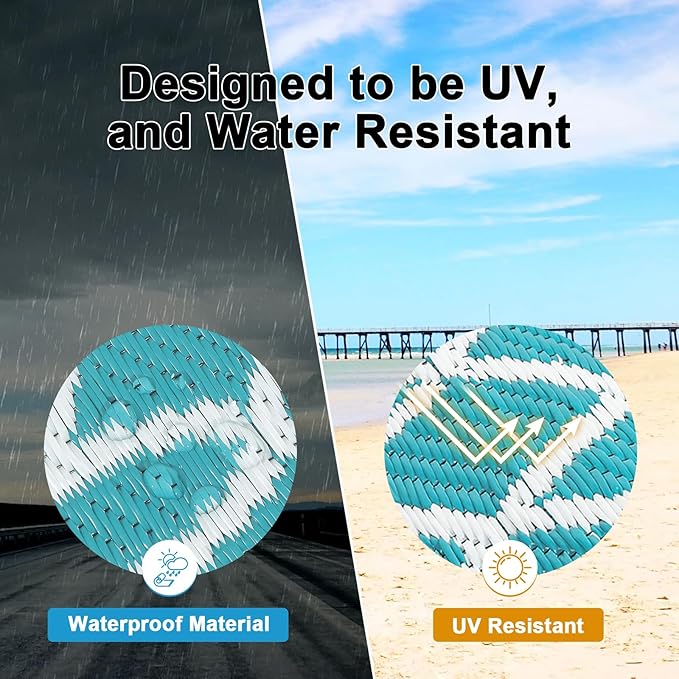 HEBE Outdoor Rug Waterproof 9x12, Reversible Plastic Straw Rug RV Camping Rug, Indoor Outdoor Patio Mat Clearance, Outside Carpet for Porch,Deck,Camper,Balcony,Backyard,Picnic