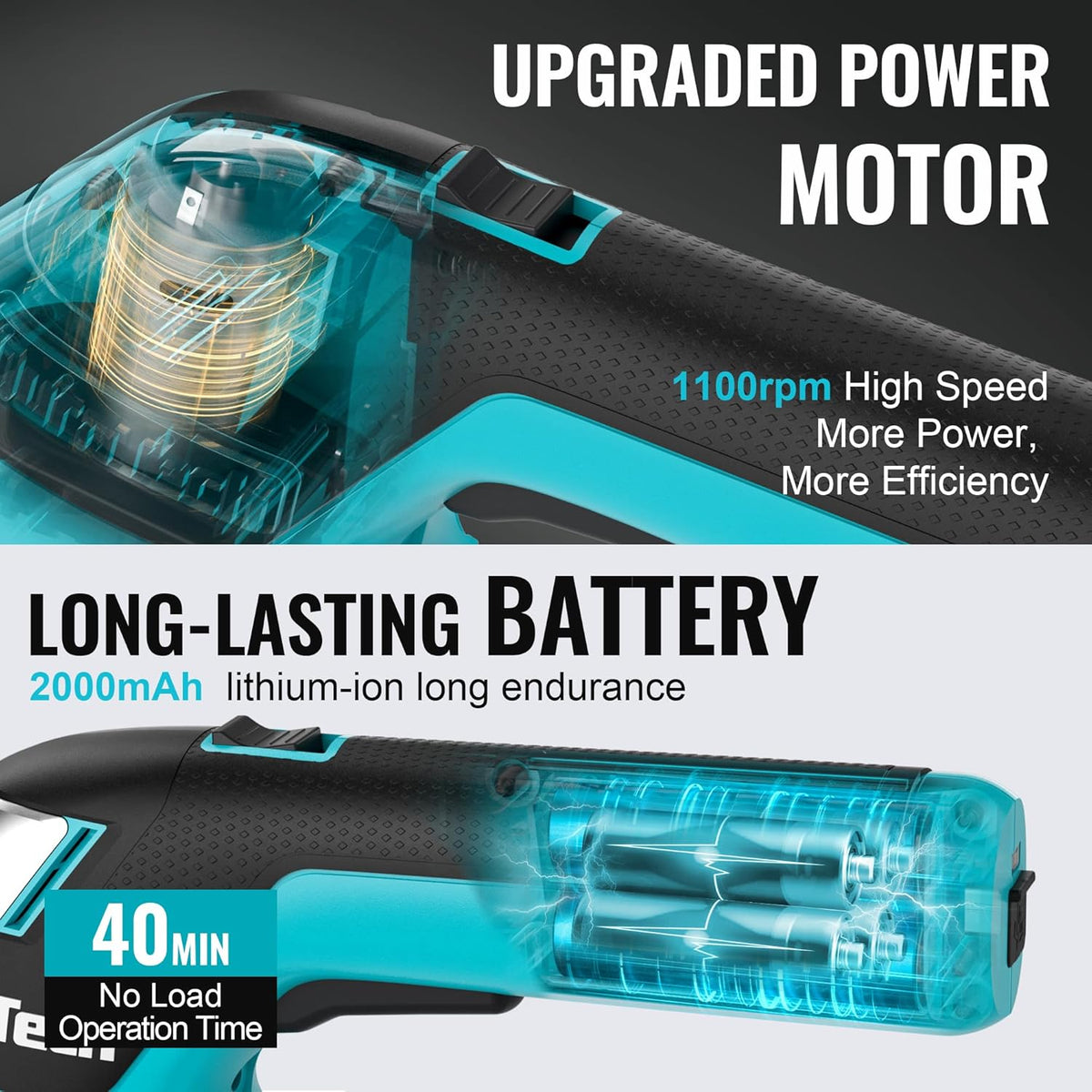 DURATECH Cordless Hedge Trimmer, 7.2V 3-in-1 Handheld Electric Grass Trimmer & Hedge Shears with 50" Wheeled Extension Pole, USB Type-C Cable and Built-in Li-ion Battery, for Garden, Yard and Lawn