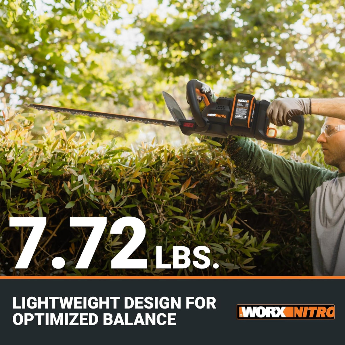 WORX Nitro WG286 24" 40V Cordless Hedge Trimmer, Electric Hedge Trimmer with Dual-Action Blades & 3400 SPM, Brushless Bush Trimmer with 180° Rotating Handle, 2 Batteries & Charger Included