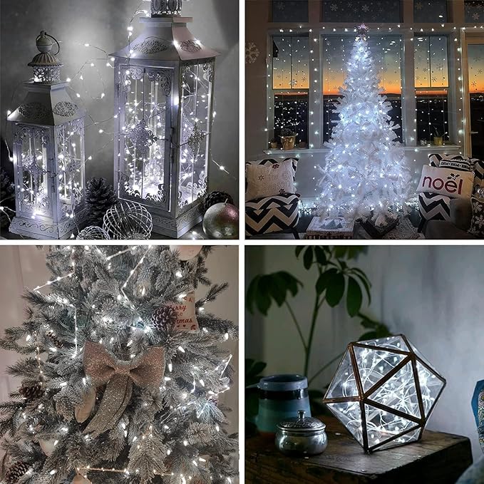 3Pack 99Ft 300LED Fairy Lights Battery Operated with Remote, Waterproof String Lights with Timer for Indoor & Outdoor, Twinkle Lights Battery Powered for Bedroom Wedding Christmas Decor (Cool White)