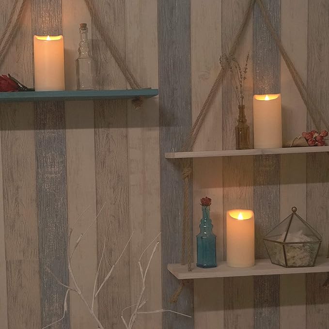 CANDLE CHOICE Waterproof Outdoor Battery Operated Flameless Pillar Candles with Remote Timer White Plastic Realistic Flickering Electric LED Lights Lantern Garden Wedding Christmas Decorations 9 Pack