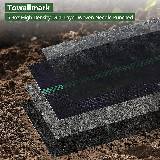 Broadfashion Woven Landscape Fabric 5.8oz, 3 x 300FT Weed Fabric Barrier, Double Layer, Garden Fabric Weed Barrier, Weed Control Fabric Ground Cover, Gardening Mat for Garden Beds, Landscaping