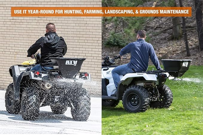 Buyers Products ATVS100 ATV All-Purpose Broadcast Spreader 100 lbs. Capacity with Rain Cover , Black