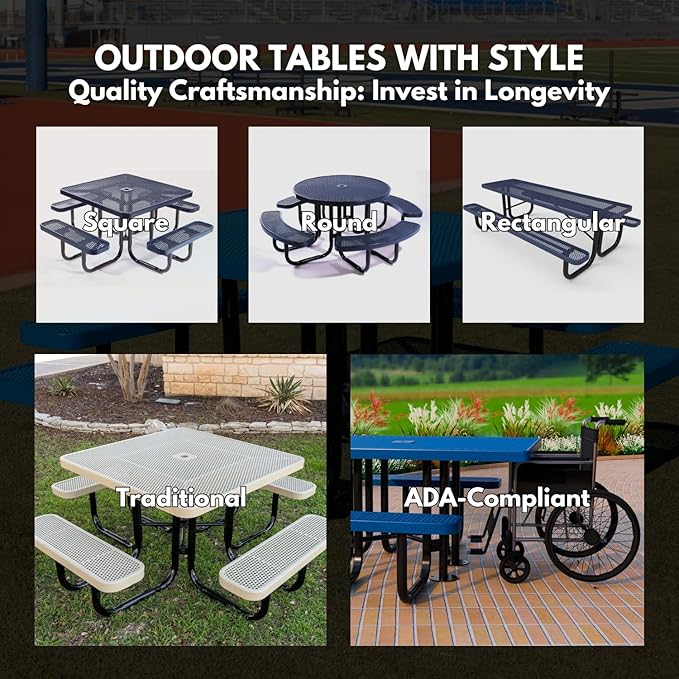 Heavy-Duty Portable Outdoor Kids Table, Expanded Metal Kids Picnic Table, Commercial-Grade Picnic Table, Made in America (4ft Rectangular, Childrens, Textured Copper)