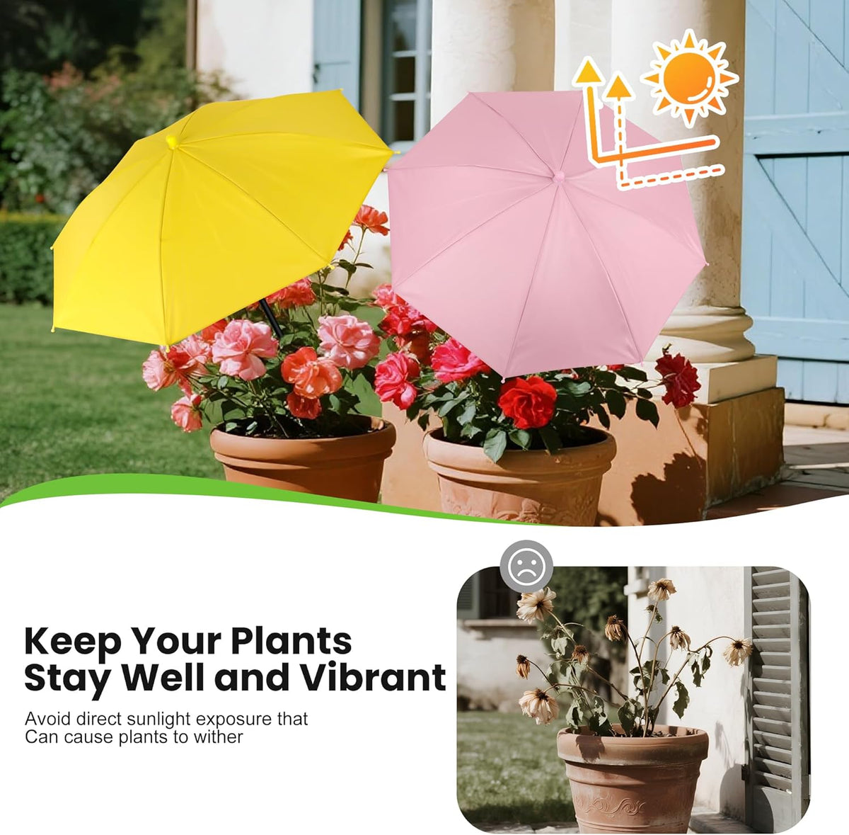 Plant Umbrellas for Outdoor Plants，3 Pack Garden Umbrella Shade for Potted Plants and Garden Beds，23.6" Sun Shade Covers