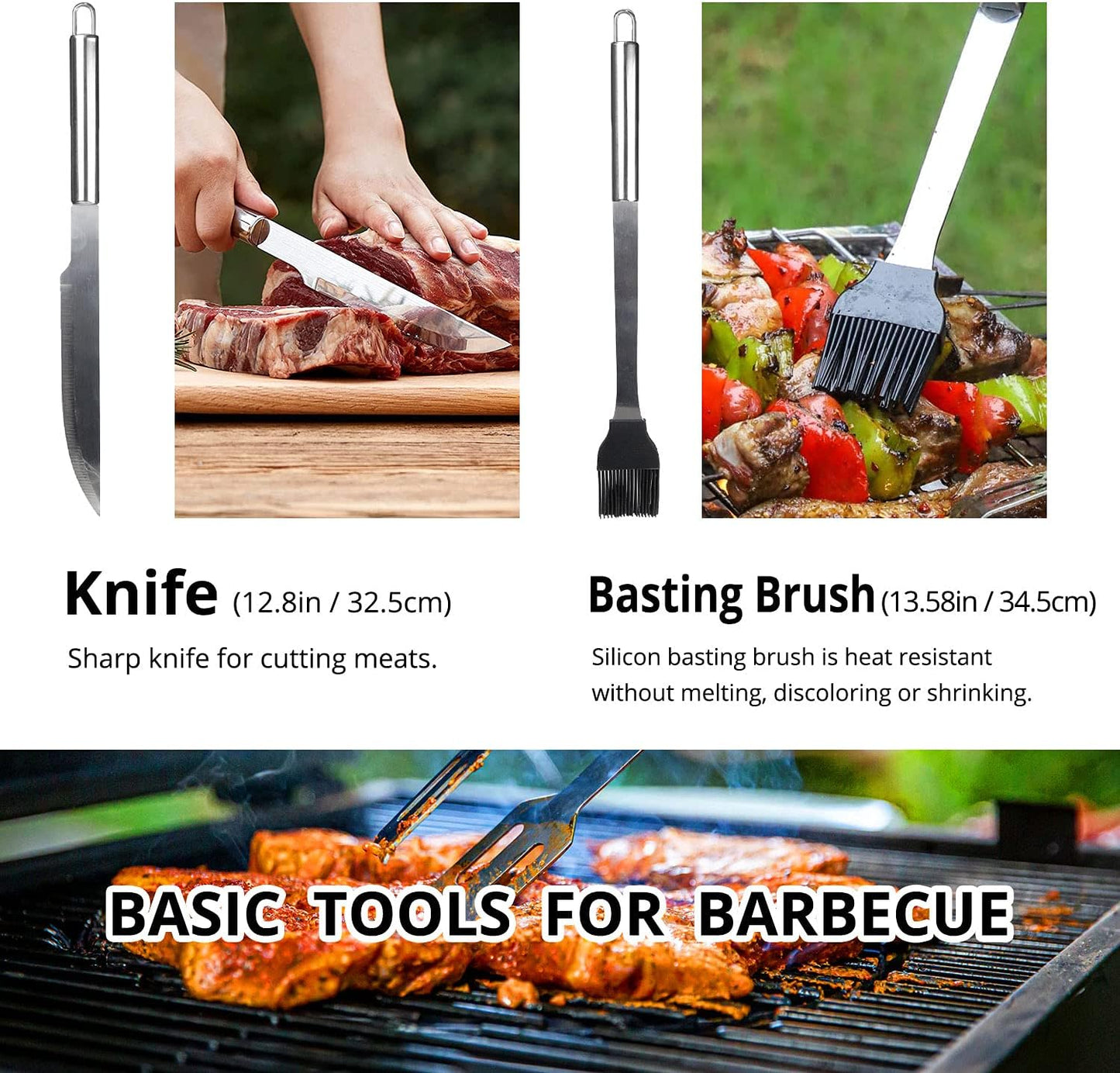 BBQ Utensil Set Stainless Steel Professional Barbecue Accessories Grill Tool with Bag Easy to Carry