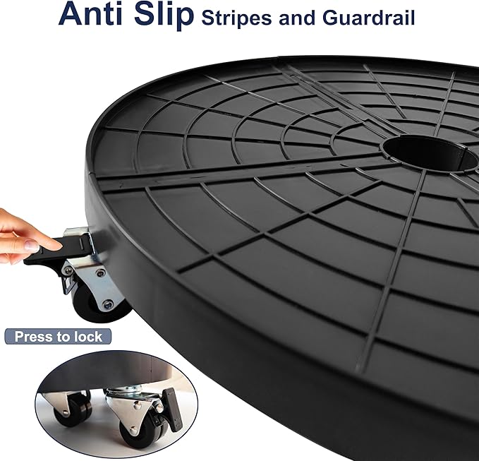 16 Inch Plant Caddy with Wheels Outdoor Indoor 2 Pack, Large Rolling Plant Stand for 500lb Heavy Duty Flower Pots, Round Plant Rollers Lockable Potted Planter Dolly, Black