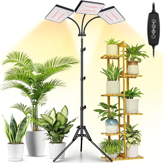 2024 LBW Grow Lights for Indoor Plants with Stand, 642 LEDs Full Spectrum Standing Plant Light, Tall Floor Plant Lamp with 3/6/12H Timer, 6 Brightness, 3 Modes, 63 " Adjustable Tripod