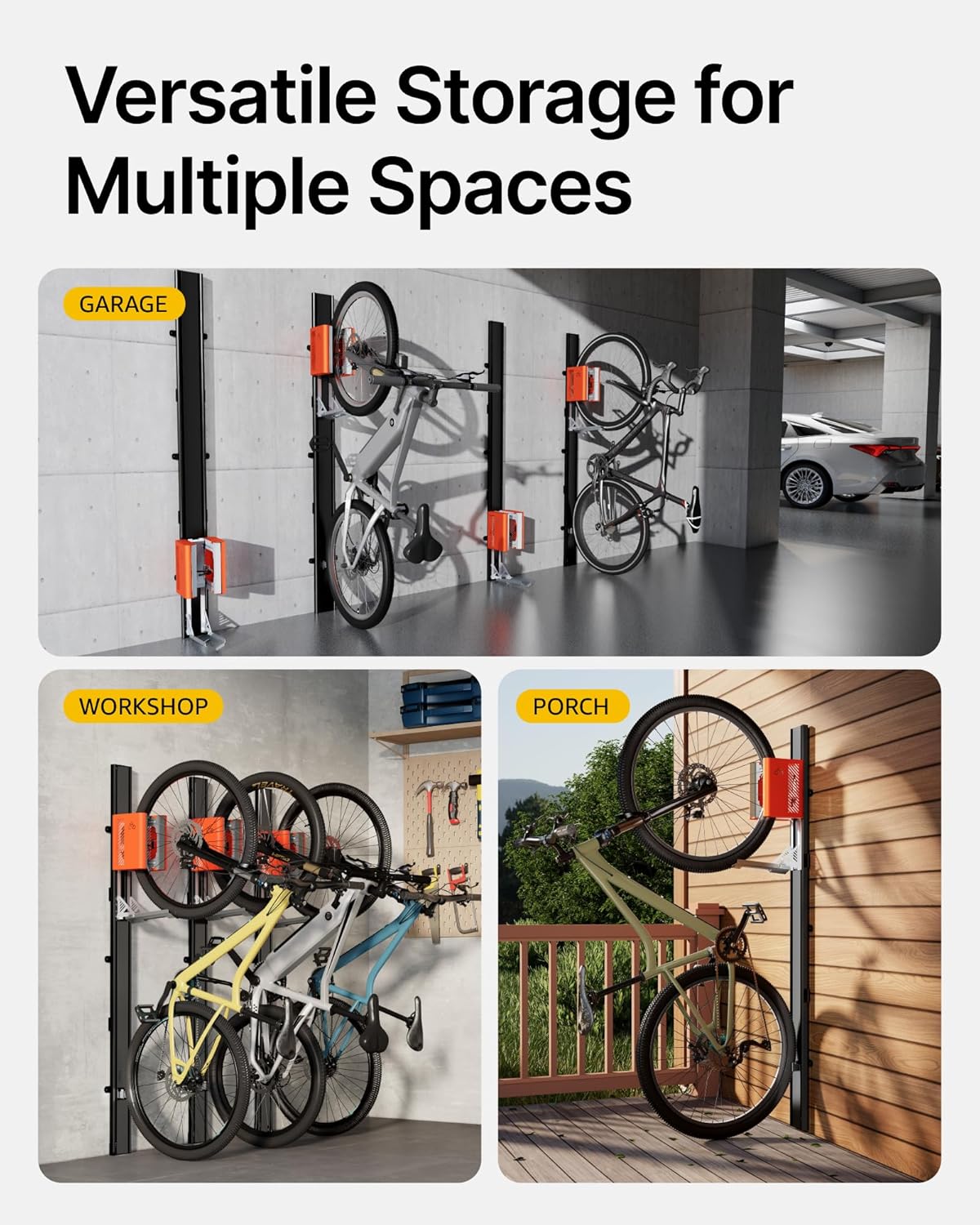 monTEK Automatic Lift EBike Rack – Fits 24-29" Tires, Heavy-Duty Vertical Wall Rack for Bicycles (Up to 71 lbs) - Effortless Lifting, Easy Install - Space-Saving Storage for Garage, Shed, BO