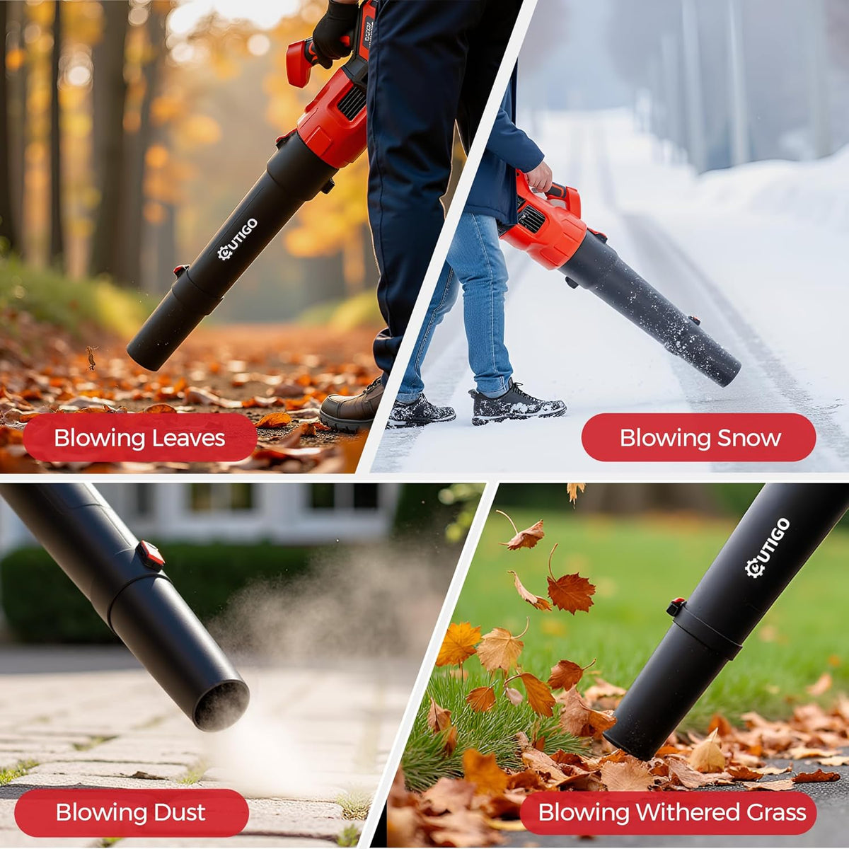Leaf Blower, Cordless Leaf Blower with 2 x 4.5Ah Batteries and Fast Charger, 2 Speed Mode, Lightweight Leaf Blowers for Blowing Leaves, Patio Cleaning, Lawn Care and Dust