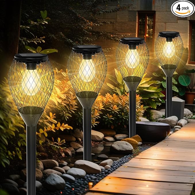 4 Pack Solar Lights Outdoor Waterproof, Solar Pathway Lights, Auto On/Off LED Landscape Decorative for Garden,Lawn,Yard, Walkway, Driveway.