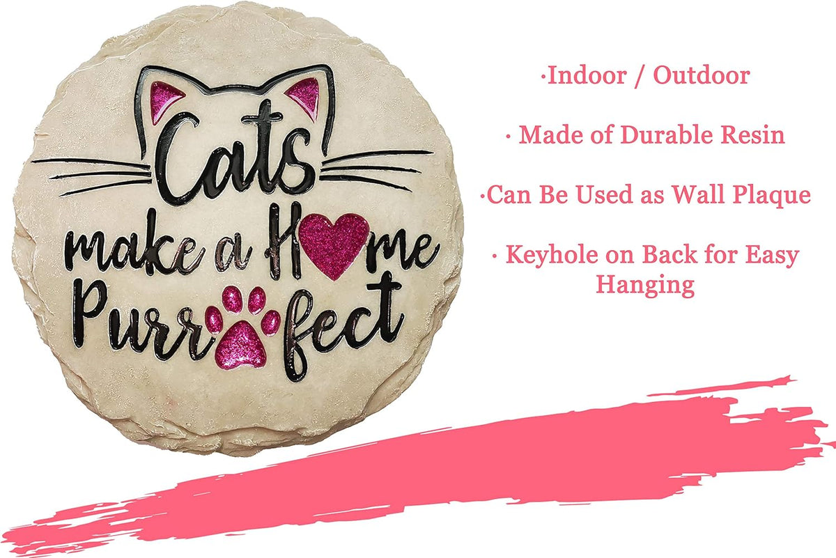Spoontiques - Garden Décor - Cats Make a Home Purrfect Stepping Stone - Decorative Stone for Garden