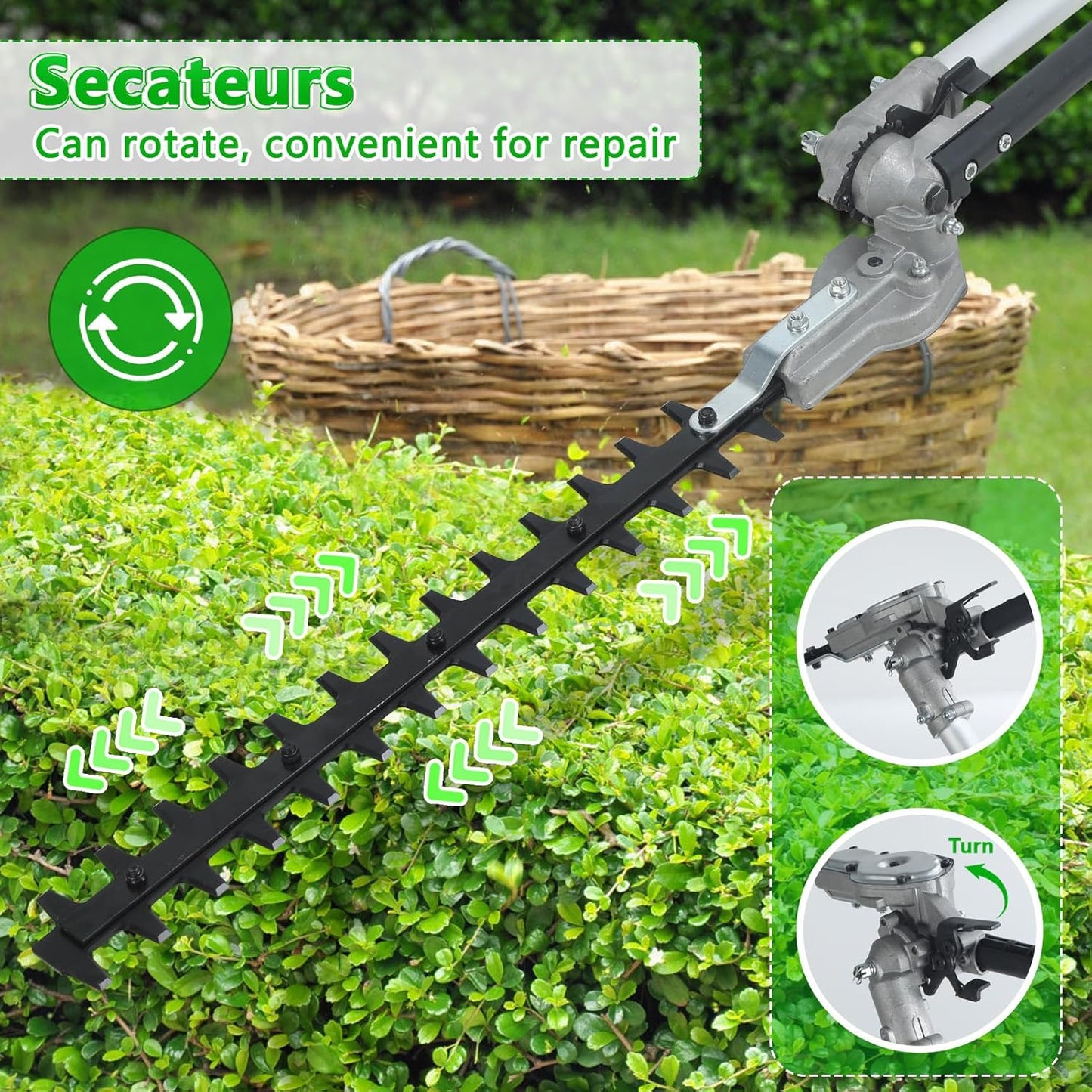 8 in 1Gas Weed Eater,52cc 2 Stroke Full-Functional Petrol Hedge Trimmer,Gas Weed Wacker,Grass Cutter Machine,Straight Shaft Grass Trimmer Cordless for Gardening (Orange)