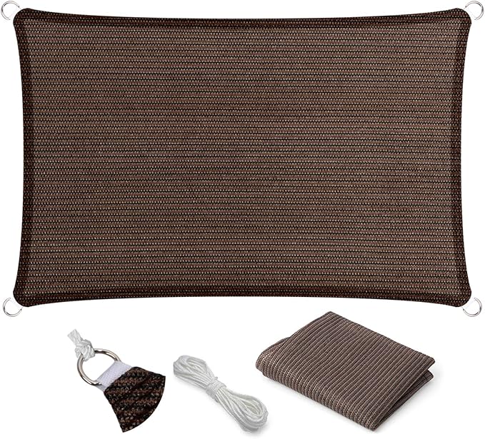 Eden's Decor Straight Flat-Edged Sun Shade Sail Rectangular 6' x 13' Brown UV-Blocking Outdoor Canopy Fabric Cloth Awning for Pergola Patio Garden Backyard Custom Size
