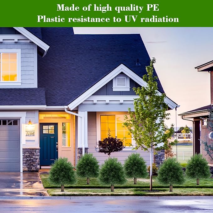 Artificial Cedar Topiary Ball Trees with Ground Spike, 20" UV Resistant Artificial Shrubs, Fake Evergreen Artificial Plant Brush for Indoor Outdoor Front Porch Garden, 1 Pack