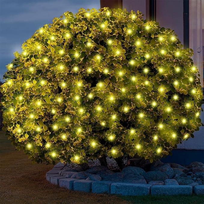 6Ftx4Ft LED Christmas Net Lights Green Wire,Connectable UL Certified Waterptoof Net Lights for Bushes Trees Shurb Garden Outdoor Christmas Decorations