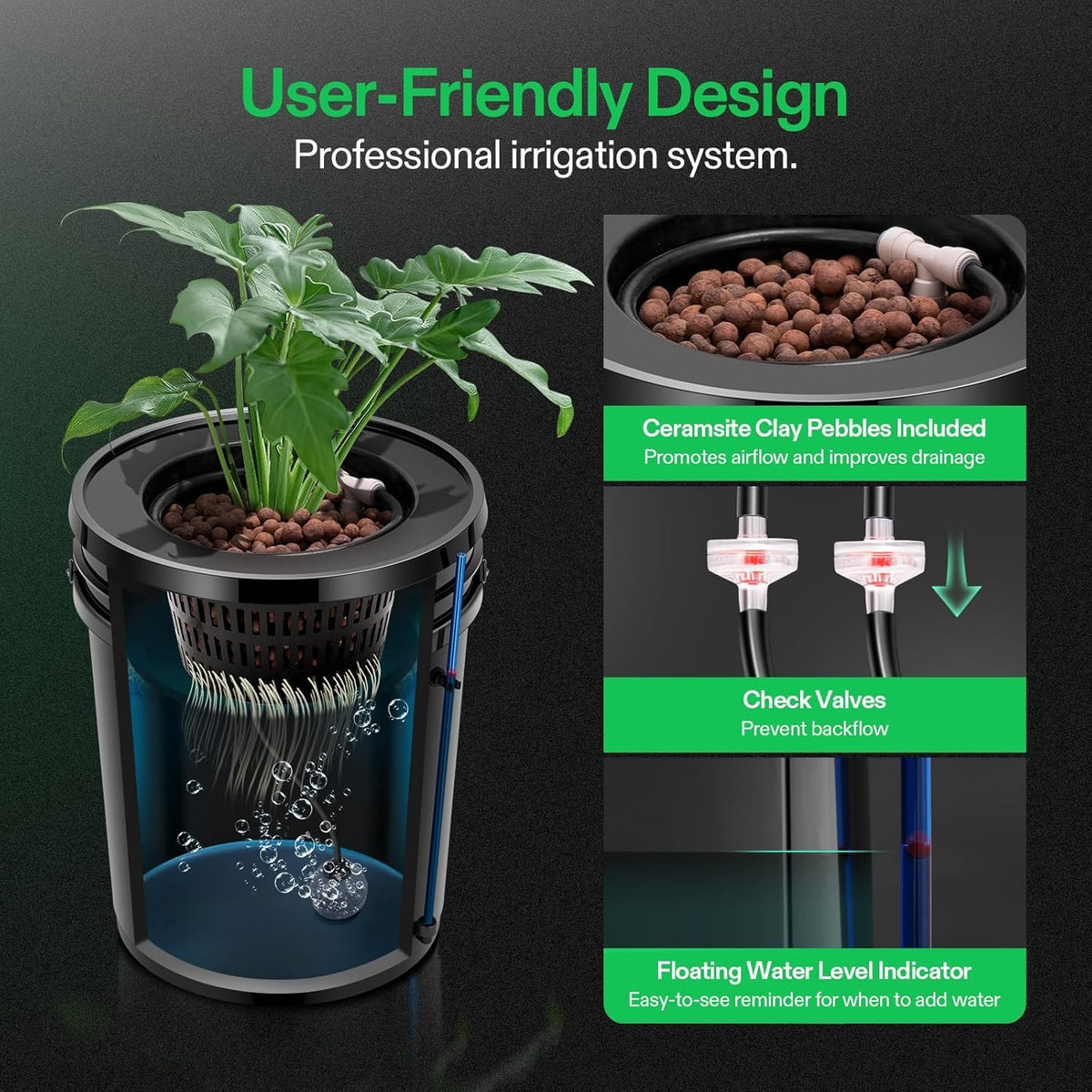 VIVOSUN DWC Hydroponics Grow System with Top Drip Kit, 5-Gallon Deep Water Culture, Recirculating Drip Garden System with Multi-Purpose Air Hose, Air Pump, and Air Stone (2 Buckets + Top Drip Kit)