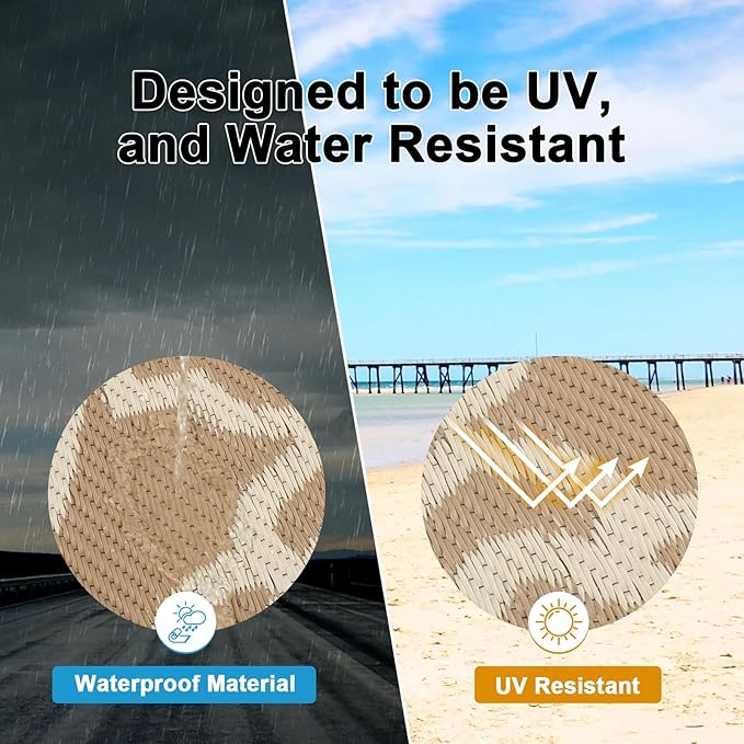 HEBE Outdoor Rug Waterproof 6x9, Plastic Straw Rug Camping Rug, Reversible Outdoor Patio Rugs RV Mat Clearance, Indoor Outside Floor Carpet for Porch,Deck,Camper,Balcony,Backyard