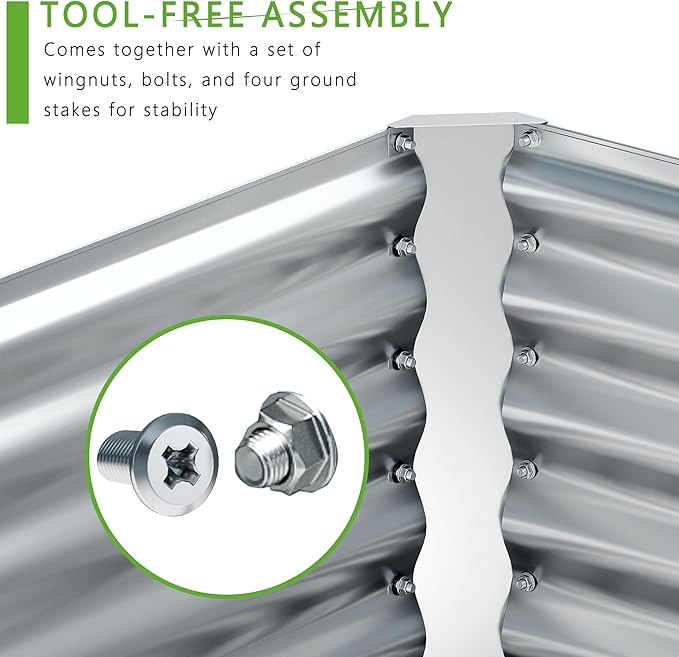 8x2x2FT Galvanized Raised Garden Bed,Planter Raised Beds-Metal Garden Box,Large Plant for Outdoor Planting, Vegetables Bed,Flower,Herb-Sliver