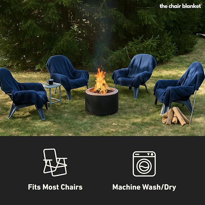 CITYBONFIRES The Chair Blanket™ Reversible Waterproof with Sherpa Lining – Portable Outdoor Cover for Camping, Sports & Patio – Folds into Carry Pouch with Strap - Navy